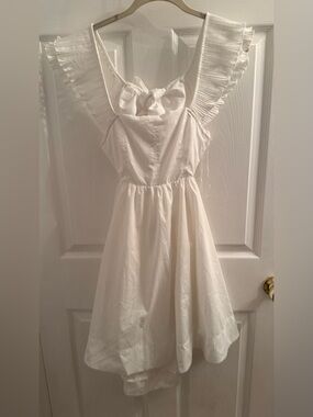 Vici White Ruffle-Strap Tie-Back Fit & Flare Dress